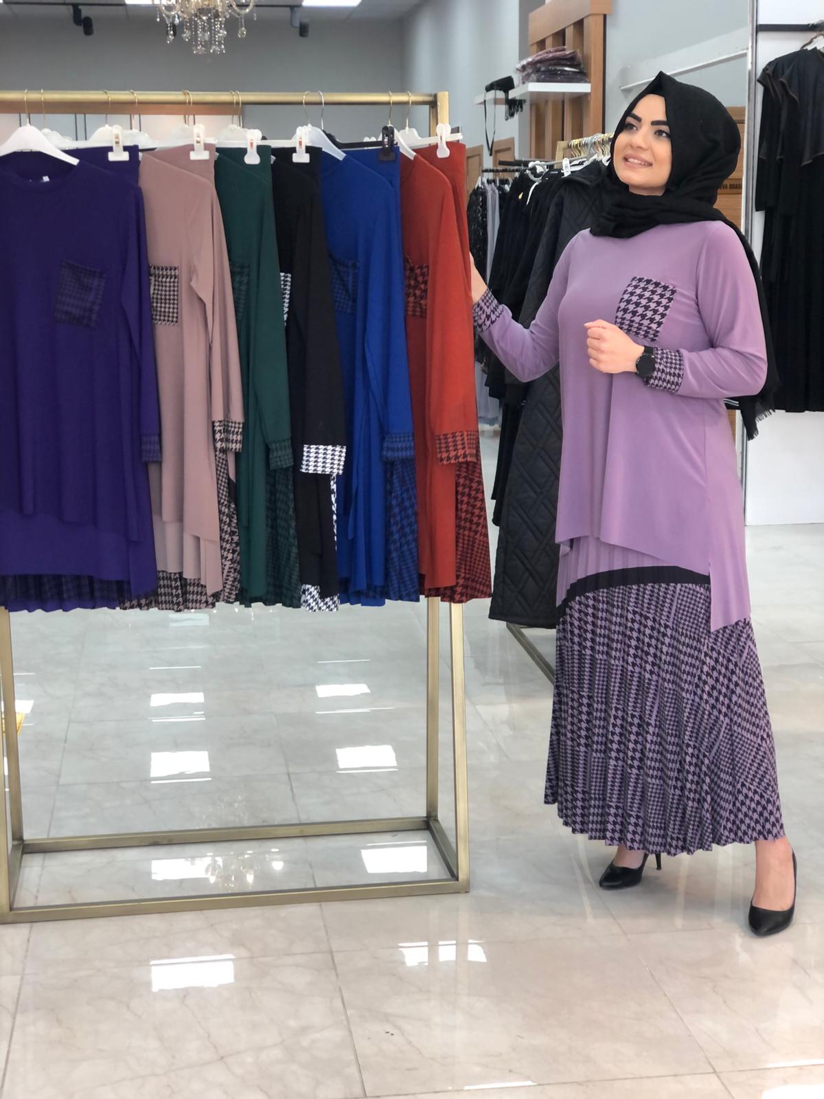 Kazayağı desenli etekli takım - Görsel 14