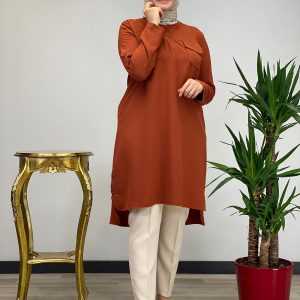 Ayrobin kumaş düğmeli tunik