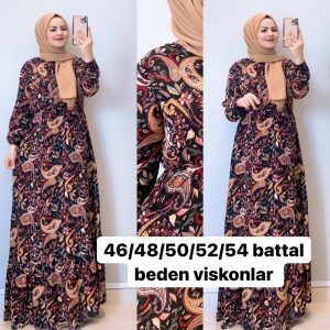 Büyük beden pamuklu viskon elbise