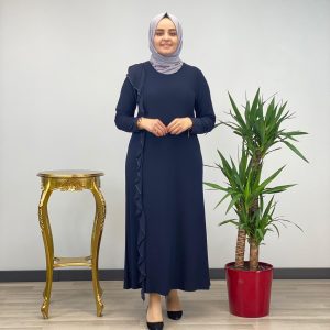 Büyük beden Taşlı fırfırlı elbise