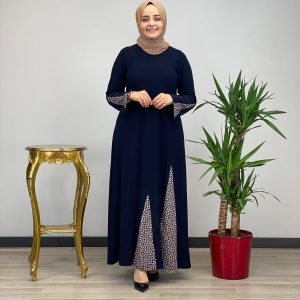 Büyük beden Leopar desenli elbise