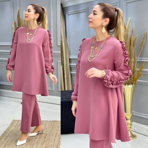 Krep büyük beden büzgülü takim