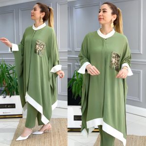 Ayrobin kumaş panço gömlek takım