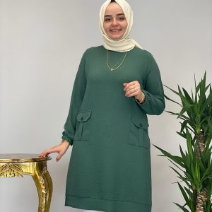 Ayrobin kumaş cepli Tunik