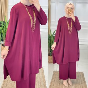 Pamuklu viskon tunik pantolon