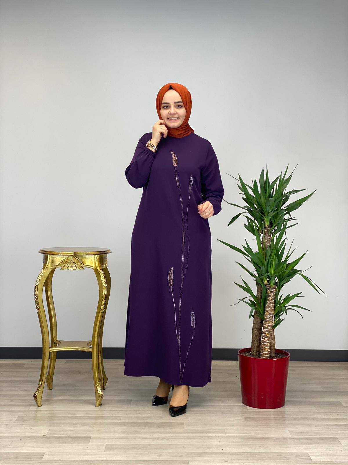 Büyük beden taşlı elbise - Görsel 9