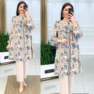 Keten krep çiçek desenli takım