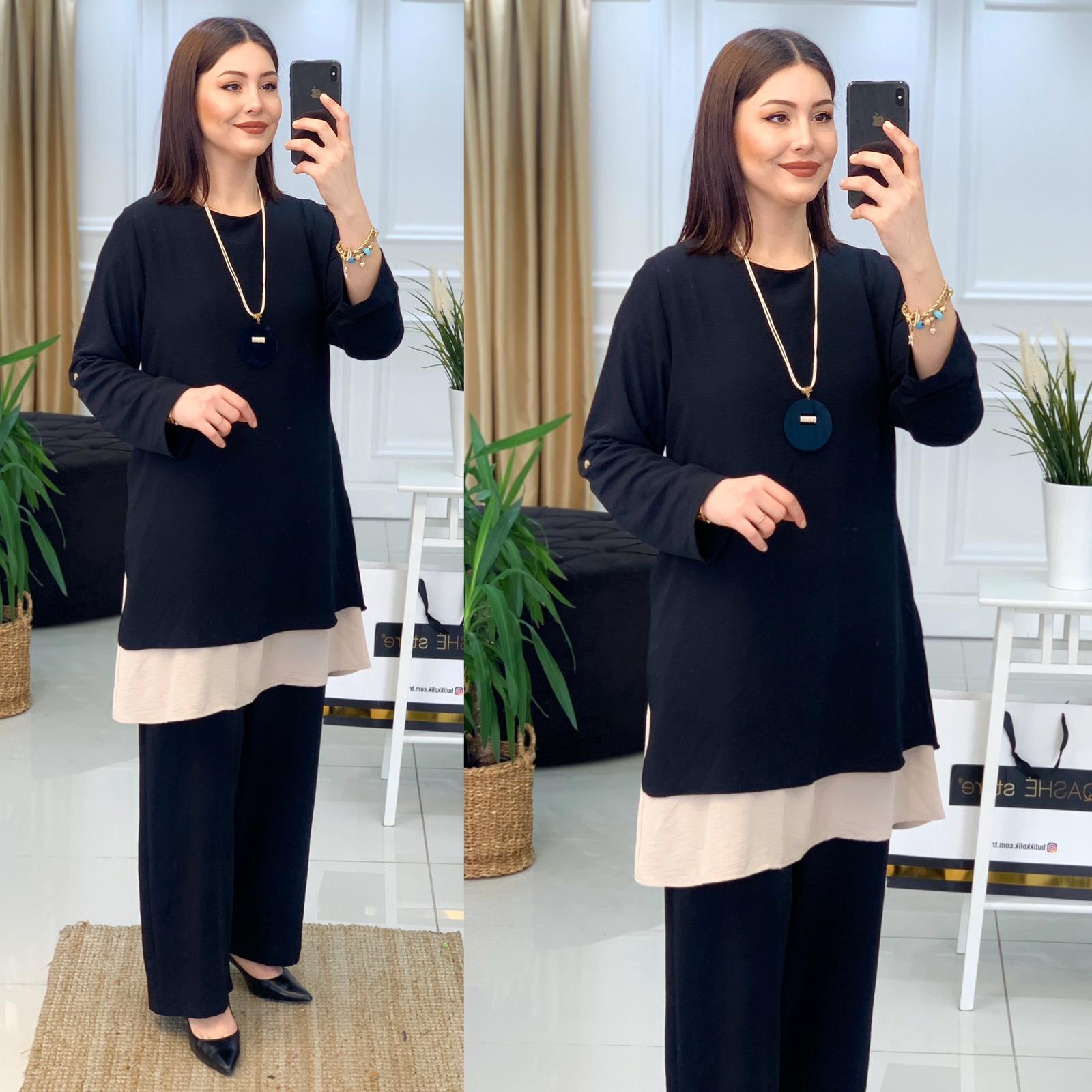 Keten Aerobin kumaş Tunik pantolon - Görsel 2