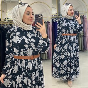 Şifon kumaş çiçekli elbise