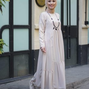 Krep kumaş fırfırlı elbise
