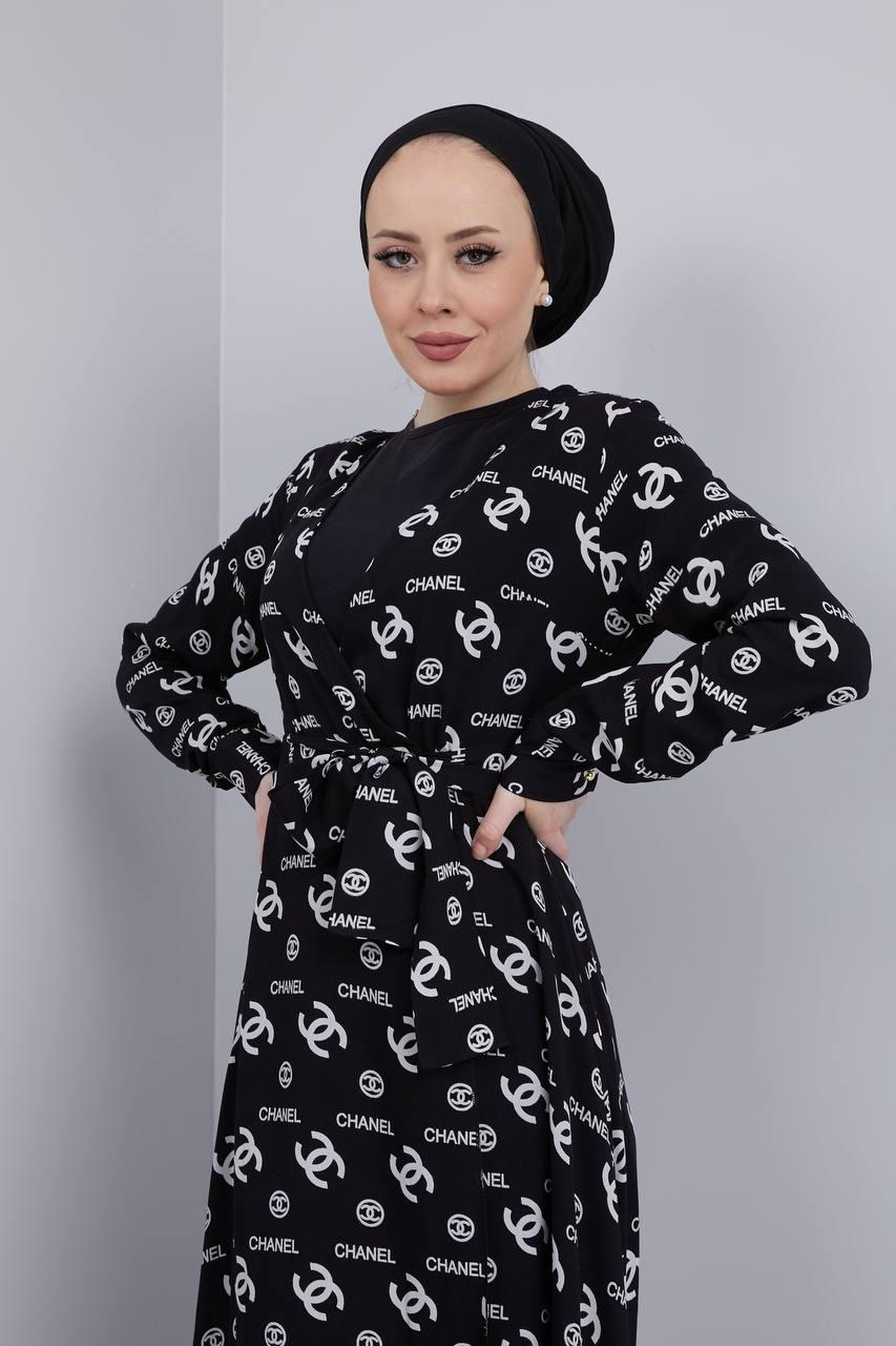 Pamuklu viskon kimono elbise - Görsel 3