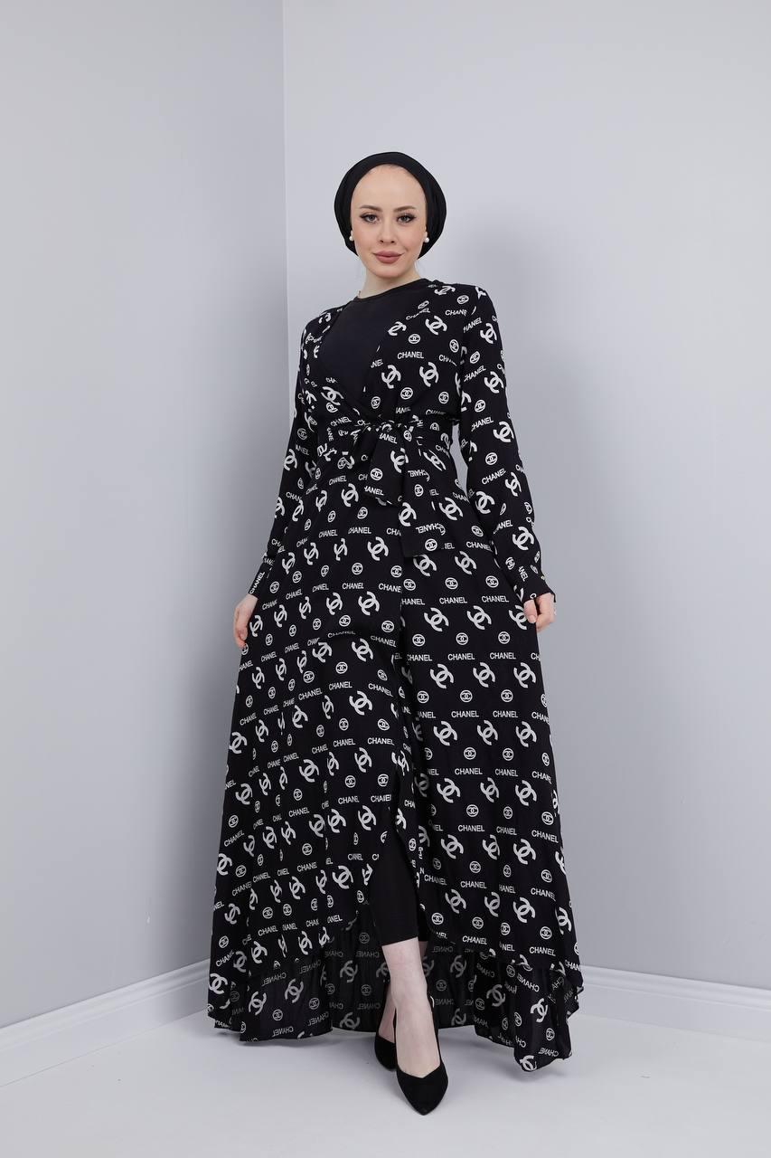 Pamuklu viskon kimono elbise - Görsel 4