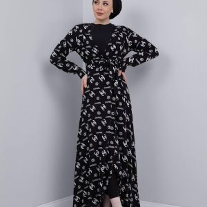 Pamuklu viskon kimono elbise