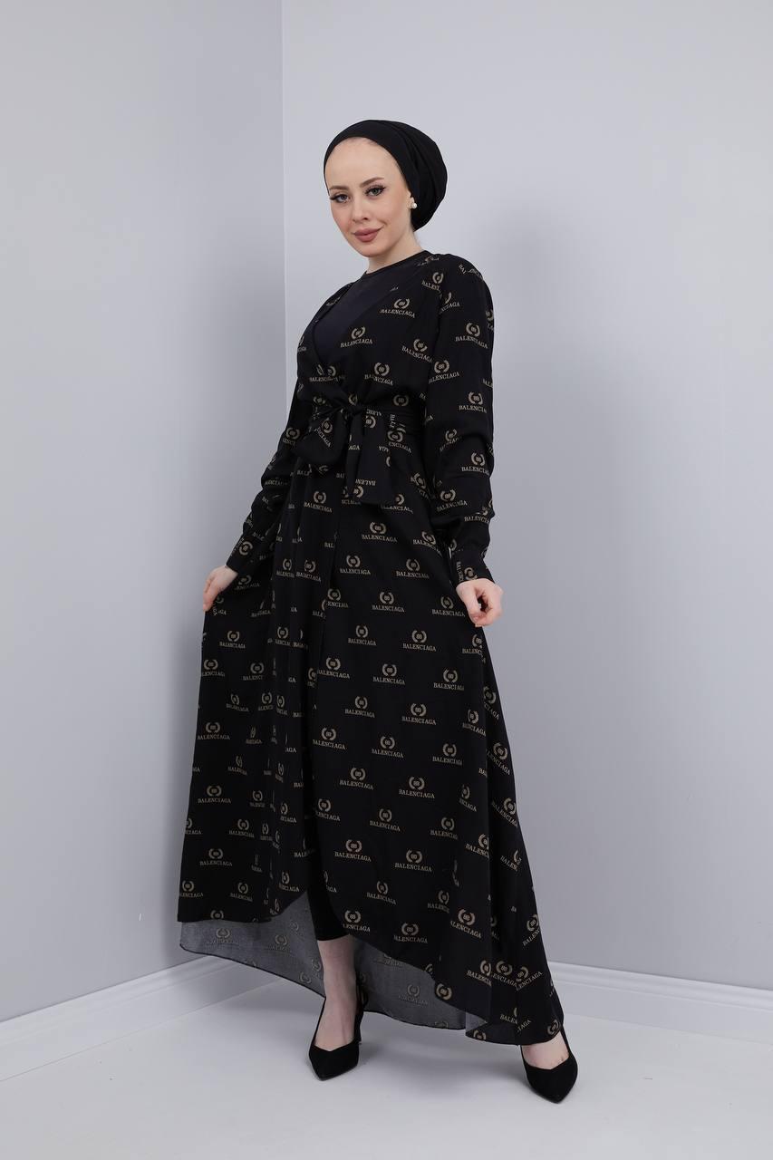 Pamuklu viskon kimono elbise - Görsel 6