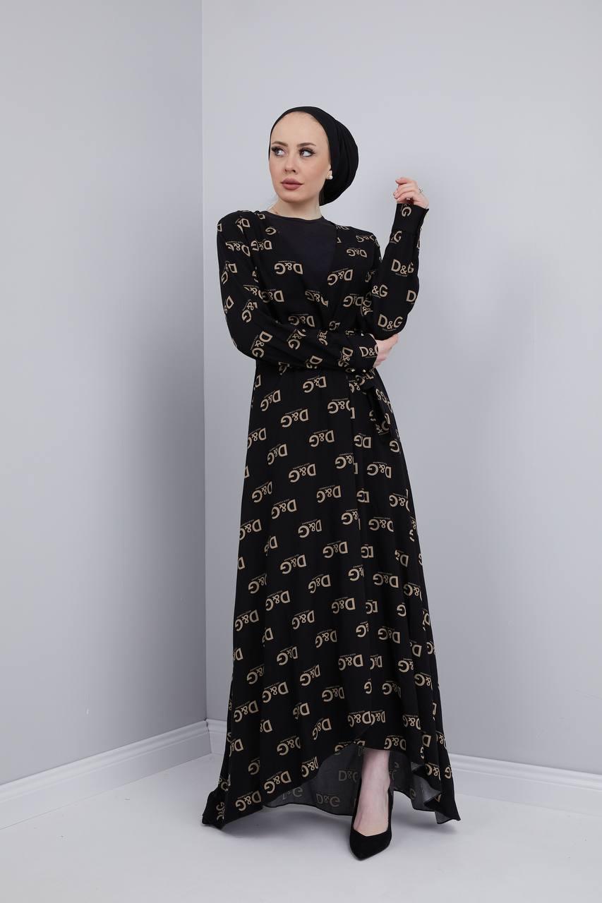 Pamuklu viskon kimono elbise - Görsel 8