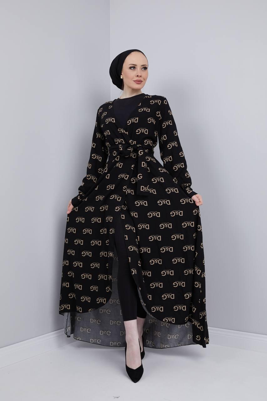 Pamuklu viskon kimono elbise - Görsel 11