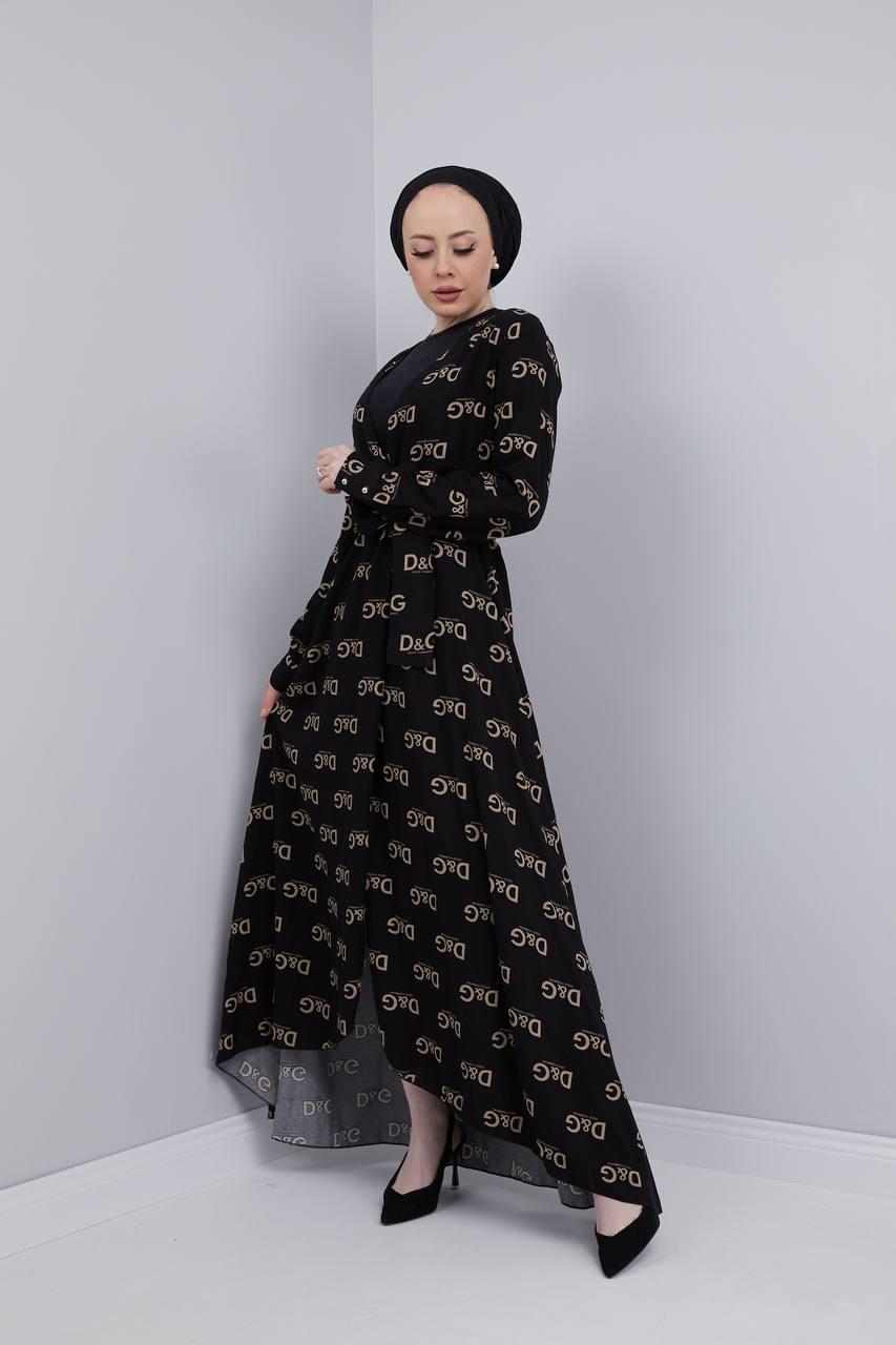 Pamuklu viskon kimono elbise - Görsel 12