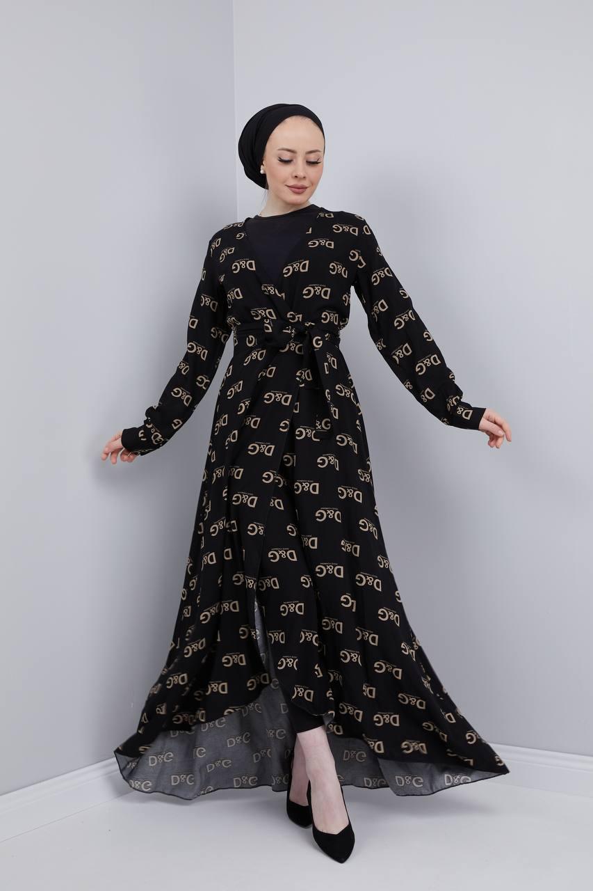 Pamuklu viskon kimono elbise - Görsel 13