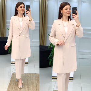 Krep kumaş ceket pantolon takım