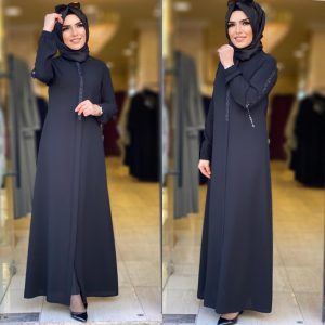 Krep kumaş beli bağlamalı ferace