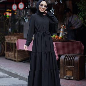 Krep kumaş büzgülü salaş elbise