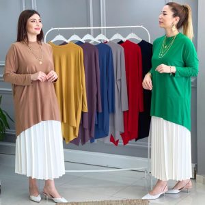 Sandy kumaş asimetrik kesim tunik