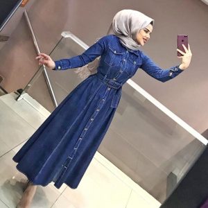 spor Düğmeli kot elbise
