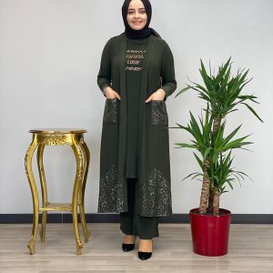 Leopar desenli taş baskılı takim