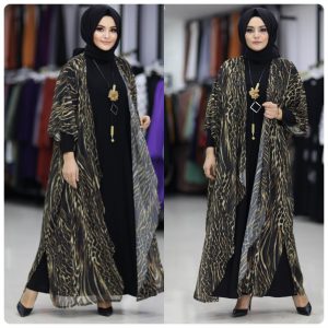 Leopar abaya ikili takım