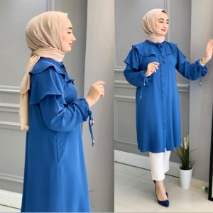 Kolları bağcıklı omuzu katlı Tunik