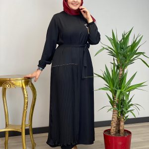 Krep kumaş Piliseli şifon elbise