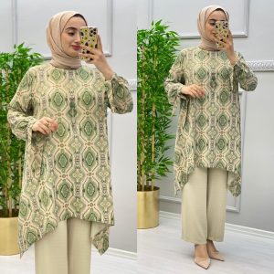 Krep kumaş Tunik pantolon takım