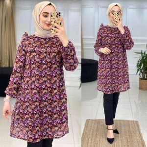 Şifon tunik Pantolon takım