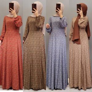 Pamuklu  belden oturtmalı elbise