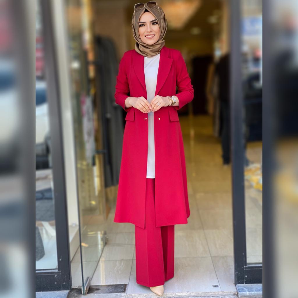 Krep kumaş Ceket Pantolon takım - Görsel 3