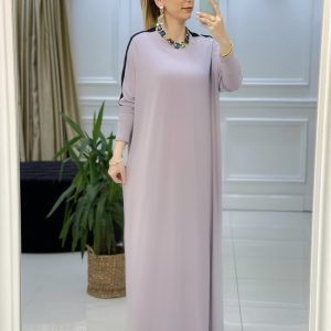 Sandy kumaş karpuz kol elbise