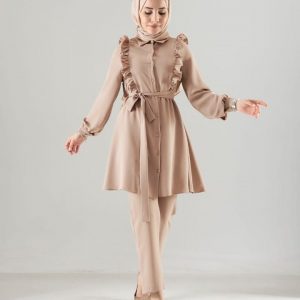 Fırfırı tunik Pantolon takım