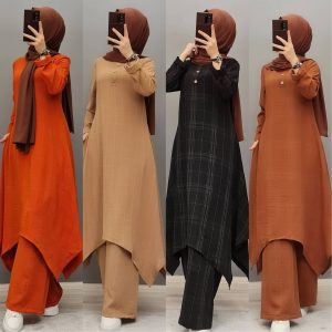 Ayrobin çizgili tunik Pantolon takım