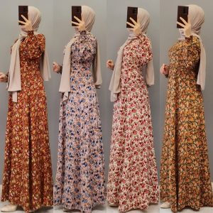 Pamuklu belden oturtmalı elbise