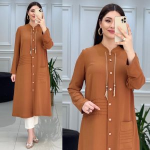 Ayrobin kumaş Boydan düğmeli tunik