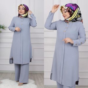 Aerobin kumaş düğmeli tunik Pantolon