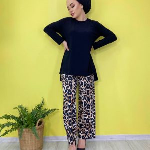 Sandy kumaş pantolon Leopar takim