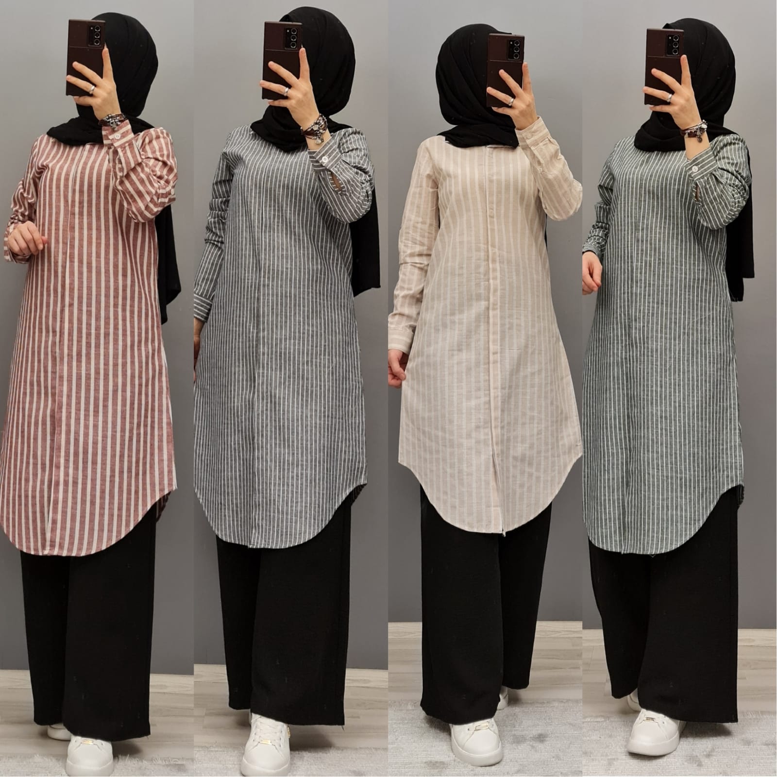 İkili kombin çizgili tunik Pantolon - Görsel 3