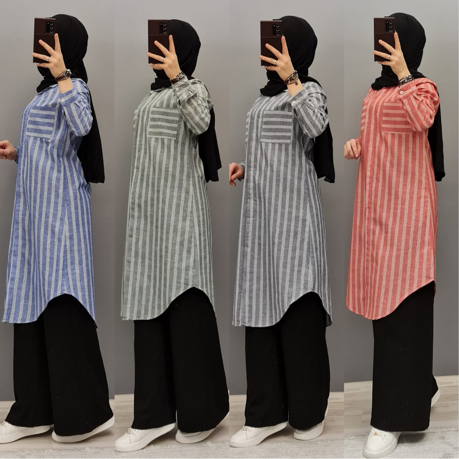 İkili kombin çizgili tunik Pantolon - Görsel 10
