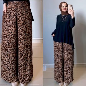 Pamuklu Leopar desenli pantolon