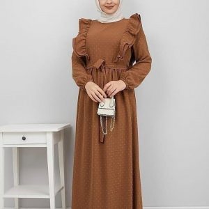 Ayrobin Ponponlu fırfırı elbise