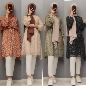 Astarlı lastikli Şifon Tunik