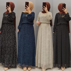 Beli lastikli şifon elbise