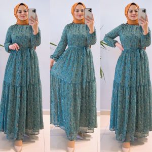 Minik çiçekli şifon elbise