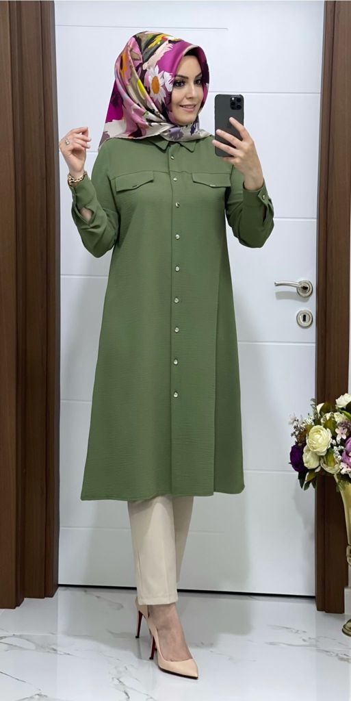 Ayrobin kumaş şura Tunik - Görsel 9